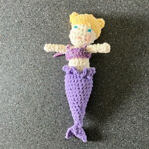 Purple and Yellow Crochet Mermaid Doll with Accessories